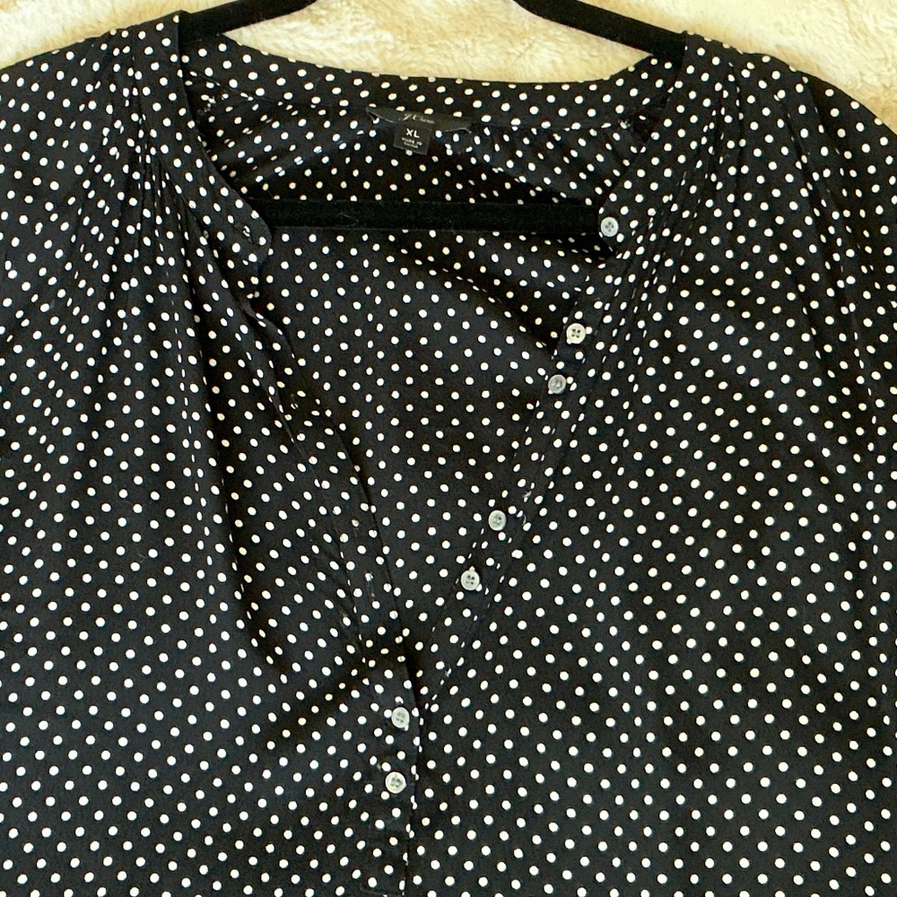 J Crew Polka Dot Tunic Top, XL